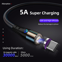 Kabel isi daya magnetik & kabel Data | 5A pengisian daya Cepat kabel nilon putar 360 pengisi daya 3 in 1 untuk ponsel iOS Android