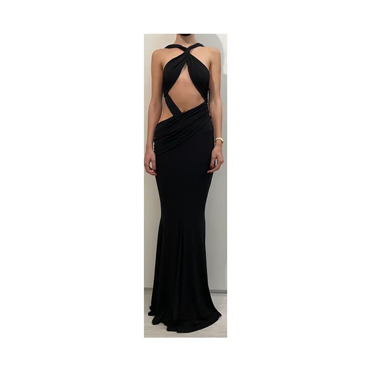 High Quality Customize Woman Dress Formal Evening Cross Knot Mermaid Gown