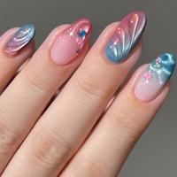 Faux ongles à presser Halloween Citrouille Noire Gothique Effrayant, pour un pose rapide et facile en 5 minutes, DIY, courts, forme amande, en ABS, vente en gros