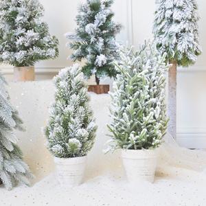 Arbre <span class=keywords><strong>de</strong></span> Noël miniature en cèdre nordique recommandé, base en pot, ornements coréens <span class=keywords><strong>de</strong></span> 45 cm, flocage neige, mini arbre <span class=keywords><strong>de</strong></span> Noël chinois - Product Image 4
