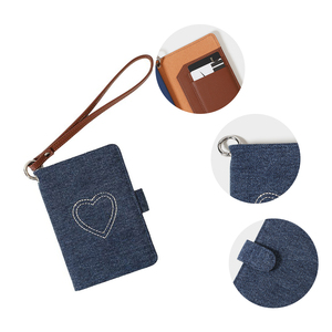 Vintage denim loạt đa chức năng chủ thẻ với tình yêu thêu cho treo trên cổ hoặc tay hộ chiếu bao gồm - Product Image 3