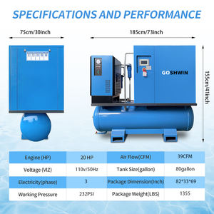 ضاغط هواء متعدد الاستخدامات ثلاثي الأطوار من بانروي 15 كيلو وات و 60 هرتز للصناعة - Product Image 2