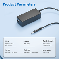 Adaptateur de chargeur universel pour ordinateur portable GaN 65W 4,5 mm * 3,0 mm pour les séries DELL Inspiron/Latitude/Vostro avec prise US/UK/EU/AU 19,5 V 3,34 A