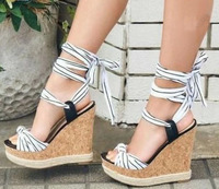 Sandales à talon compensé confortables en corde de chanvre italienne, nouvelle collection 2024, directement de l'usine