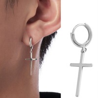 Boucles d'oreilles pendantes croisées style cool en acier inoxydable, Hip Hop Punk, unisexe, mode européenne et américaine, bijoux d'oreille tendance