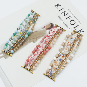 Pour iwatch 6 5 4 3 2 <span class=keywords><strong>SE</strong></span> 38mm 42mm <span class=keywords><strong>40mm</strong></span> 44mm <span class=keywords><strong>Bracelet</strong></span> de remplacement pour femmes chouchou élastique perles <span class=keywords><strong>Bracelet</strong></span> de montre - Product Image 1