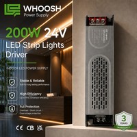 Fuente de Alimentación Conmutada para Interiores, Entrada CA 200-240V, 200W, 24V, 8.3A, IP20, para Tiras LED, Iluminación Comercial y Señalización