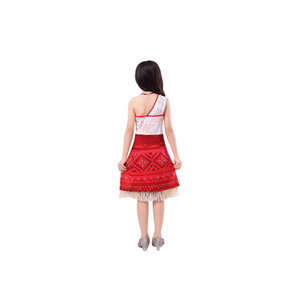 <b>Moana</b> Costume <b>Dress</b> For Girls Children Stage Performance Wear Red White Patterned With Tassel Hem - Product Image 2