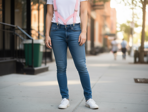 Bretelle di colore chiaro, larghezza 2,5 cm, lunghezza 100 cm, fibbia in lega, per abbigliamento casual da donna e da uomo - Product Image 2