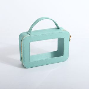 Bolsas de Cosméticos Personalizadas de PVC Verde Menta para Mujer, con Asa Suave, Reutilizables, Ecológicas, Impermeables, Ligeras y Vintage - Product Image 3