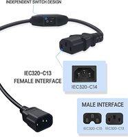 Câble d'alimentation PDU UPS IEC 320 C14 à C13 avec interrupteur marche/arrêt 30 cm