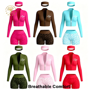 Vente en gros OEM d'usine : Crop tops de sport, vestes de sport, ensembles de yoga, leggings sans couture premium pour ensemble sport <span class=keywords><strong>femme</strong></span> - Product Image 2