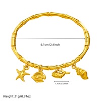 Gelang Baja Anti Karat Berlapis Emas dengan Liontin Kehidupan Laut yang Dipersonalisasi, Gaya Mewah Ringan Eropa dan Amerika