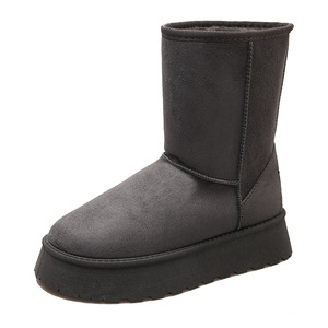 Women's <strong>Classic</strong> Mid Calf Winter Snow Boots Soft Anti-Slip Ankle Fur Lined Warm Faux Suede Leather Comfortable Mid Calf <strong>Platform</strong> - Product Image 3