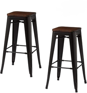 <span class=keywords><strong>Tabouret</strong></span> <span class=keywords><strong>de</strong></span> <span class=keywords><strong>Bar</strong></span> en acier inoxydable avec siège carré en bois - Product Image 1