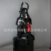 Casque de samouraï moderne en corne de boeuf noir, fait main en fer, équipement de combat portable, accessoires de cinéma et de télévision, pour restaurants, objet de collection