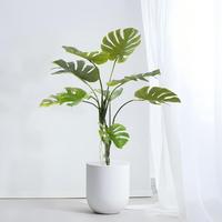 Tanaman Daun Monstera Buatan Simulasi Tinggi dalam Pot, Daun Philodendron Palsu untuk Dekorasi Dalam Ruangan