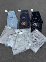 Jeans en denim noir vintage pour hommes, style européen, avec broderie motif toile d'araignée, coupe droite, style Thug Club, pantalon large pour hommes