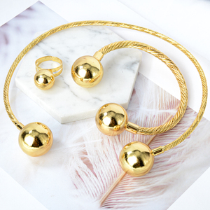 Conjuntos de Joyería de Nigeria para Mujer, Collar, Aretes, Anillo, Pulsera, Geométricos, Regalo de Compromiso, Conjunto de Joyería de <span class=keywords><strong>3</strong></span> Piezas - Product Image 3