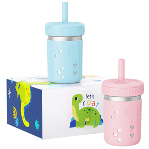 Usine en gros verre enfants gobelet 304 acier inoxydable sans BPA enfants tasse déversement <span class=keywords><strong>Prood</strong></span> enfants tasses avec paille - Product Image 1