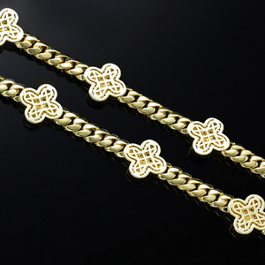 Collar y Pulsera <span class=keywords><strong>de</strong></span> Cadena Fashion Clover <span class=keywords><strong>Monaco</strong></span>, Chapados en <span class=keywords><strong>Oro</strong></span> <span class=keywords><strong>de</strong></span> 14K y 18K, con Zirconia, Accesorio para Mujer, Estilo Hiphop - Product Image 4