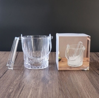 Seau à glace en verre et pinces avec poignées, 900 ml, accessoires de bar pour la maison, seaux à glace pour les fêtes, seau à champagne, congélateur en verre