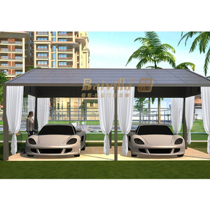 Abri d'auto moderne en <span class=keywords><strong>métal</strong></span> et aluminium pour <span class=keywords><strong>2</strong></span> <span class=keywords><strong>voitures</strong></span> avec double abri solaire Style simple pour un stationnement efficace et une utilisation dans le garage - Product Image 2