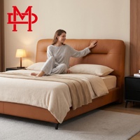 XIYUAN Lit élégant et moderne en cuir véritable, cadre en bois de pin, sommier à ressorts, taille King, garantie 10 ans, durable et écologique