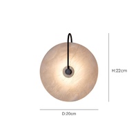 Luminaire moderne en métal noir décoratif rond en albâtre espagnol Albâtre Applique murale éclairage pour hôtel
