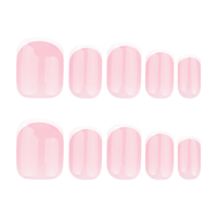 24 pièces de faux ongles classiques simples en acrylique, forme carrée courte, couleur rose avec bord blanc, style français, 3682