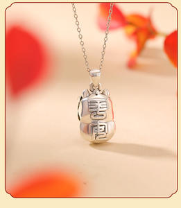 <span class=keywords><strong>Yuebao</strong></span> Jewelry S999 Colgante de ámbar de plata-Diseño de danza del león retro de estilo nacional, encanto de León Del Sur esmaltado - Product Image 3