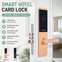 Serrure de porte intelligente personnalisée pour chambre d'hôtel avec déverrouillage par carte/clé, application Tuya, antivol, personnalisation du logo OEM et du numéro de chambre pour appartements