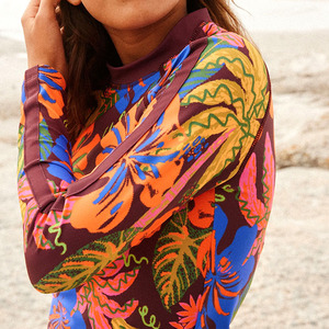 OEM Customized Beach Print <b>Sunscreen</b> Long-Sleeved Two-Piece Swimsuit High-Quality Nylon Bohemian Style Girls' Swimwear - Product Image 2