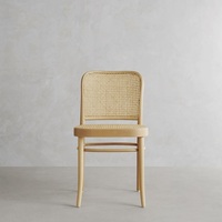 Chaises de salle à manger italiennes vintage design nordique moderne en bois de chêne tissé rotin dos café