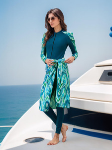 Muslim Swimwear Women Full Body Coverage Burkini 2 Piece Set Washed Quick Dry Custom Logo Bulk Wholesale - Product Image 3