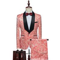 Ensemble deux pièces slim pour homme, col montant, idéal pour mariages, banquets et affaires, toute l'année