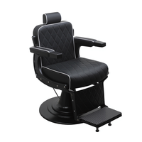 Sillas de Barbero de Cuero Genuino, Silla de Barbero Hidráulica con Base Negra, Equipo de Barbería, Silla de Estilo Profesional