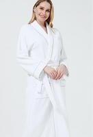 Peignoir de bain en coton de haute qualité pour femme, personnalisé avec logo, pour hôtel et spa, séchage rapide, col en V, fermeture à cordon, long