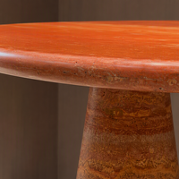Table à manger ronde en travertin naturel, base en forme de cône, mobilier de salle à manger moderne et luxueux pour hôtel et restaurant, personnalisable