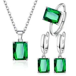 hot jewelry New style jewelry Stylish plated 925 silver bridal setcolorful cubic zirconia wedding cheap necklace and earring set