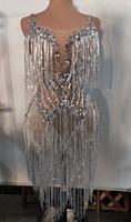Robe Courte Scintillante sans Manches à Sequins et Glandes pour Soirée d'Anniversaire, Robe de Soirée, Tenue de Spectacle de Danse, Robe de Bal Courte, Robe de Club Sexy pour Femme