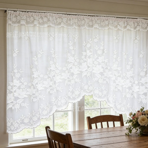 American Country Style Embroidered White Gauze Curtains Rod Pocket Fixed <b>Panel</b> Breathable Dustproof Translucent Kitchen <b>Window</b> - Product Image 3
