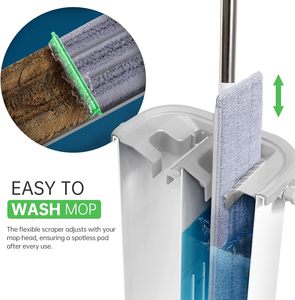 Stainless Steel Flat <b>Mop</b> Microfiber Head Bucket Durable Eco-Friendly Multi-functional High Capacity Folding Wringing Quick <b>Dry</b> - Product Image 2