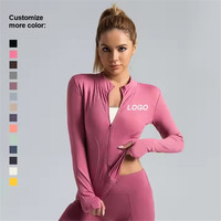 Veste de yoga légère pour femme M359 Manteau respirant à séchage rapide pour la course à pied avec logo avant