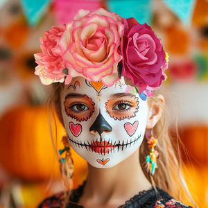 Mujeres colorido Rosa tocado pelo aro corona diadema fiesta Festival Cosplay disfraz accesorio Halloween flor diadema - Product Image 3