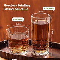 Ensemble de verres à boire vintage, 12 verres à cocktail |   6 verres highball 6 rocks 12/10 oz pour whisky/cocktails/eau/jus