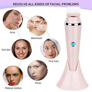 Precio de fábrica 4 en 1 eléctrico Sonic cara y nariz blanqueamiento Spa Kit impermeable silicona cepillo de limpieza exfoliante masaje belleza - Product Image 3