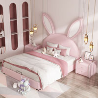 Lit Enfant Double Nouveau Design Lapin Rose Princesse Fille Garçon, Charmant Mobilier de Chambre
