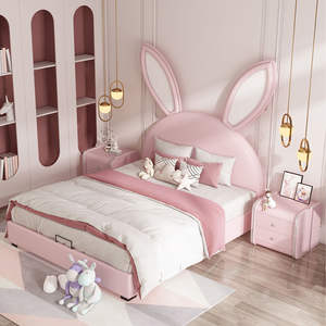 Cama Infantil con Nuevo Diseño de Conejo para Niña Princesa en Rosa y Niño Adorable, Cama Doble para Niños, Juego de Muebles de Dormitorio - Product Image 2