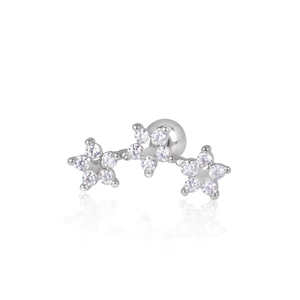 ROXI 18G Plata de Ley S925 Pendientes de Hilo con Zirconia 5A, Diseño de Flor de Copo de Nieve y Pentagrama, Anillo de Nariz - Product Image 4